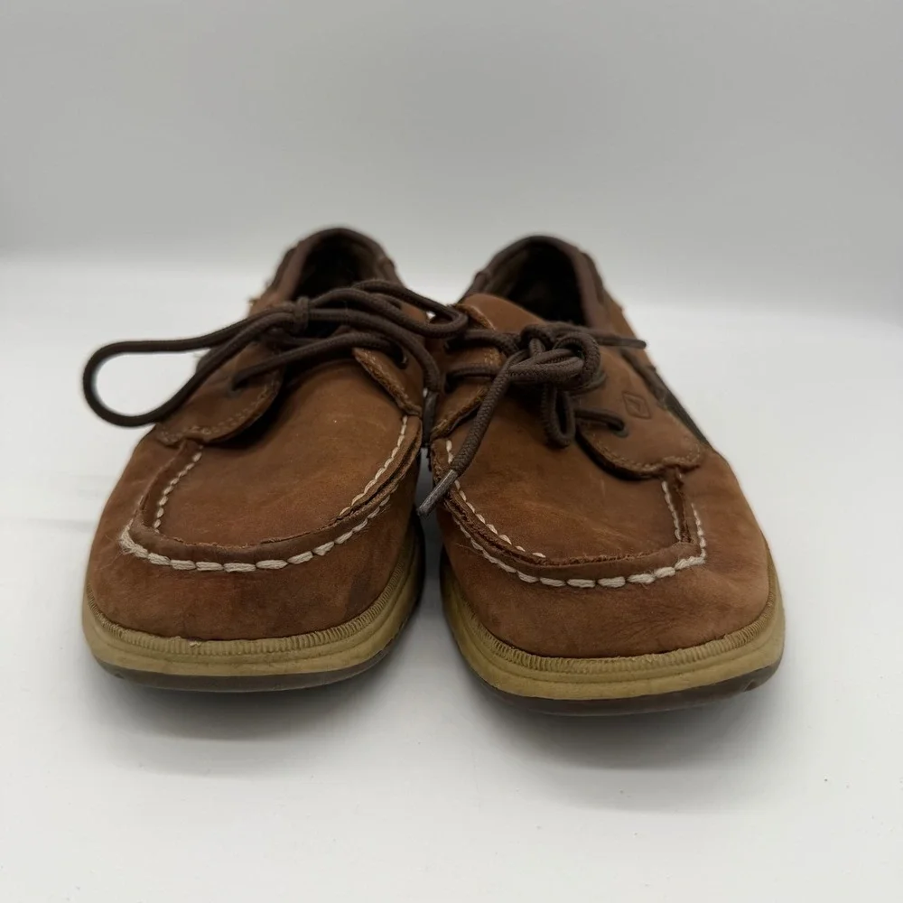 Sperry Top-Sider Intrepid Boys Brown Leather Boat Shoes 4.5M YB25328A